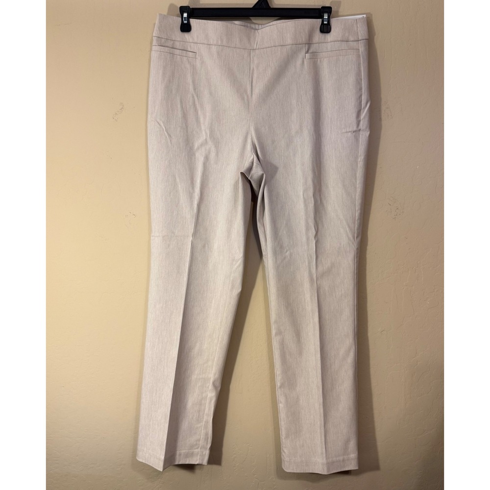 Liz Claiborne‎ Lisa Pants Women 18 Oatmeal Straight Leg Pull-on Trousers NEW